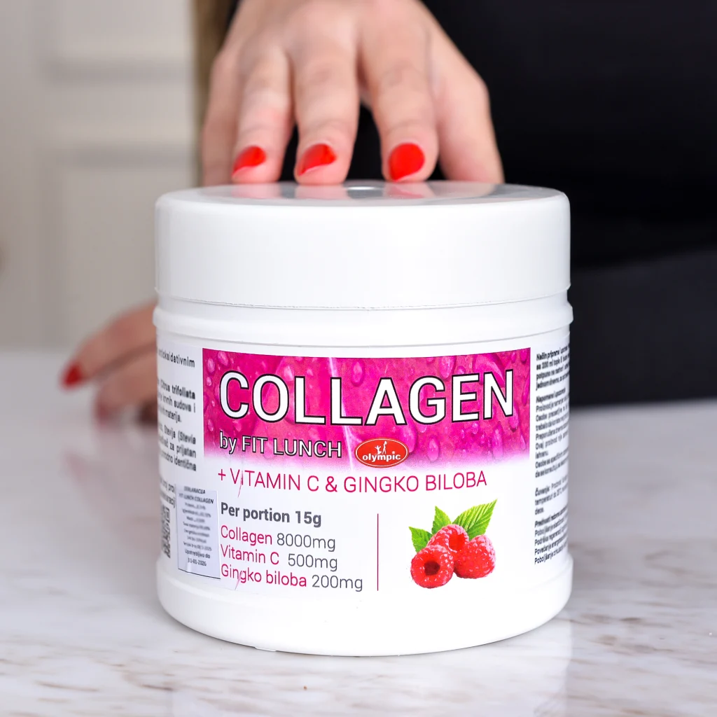 Olympic Kolagen + Vitamin C & Gingko Biloba Malina 450g – prednja strana pakovanja