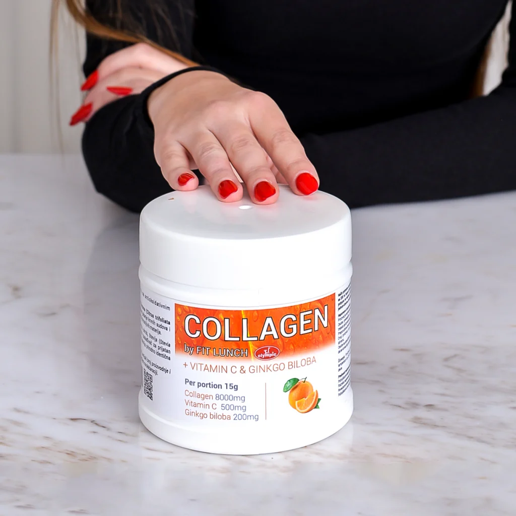 Olympic Kolagen + Vitamin C & Gingko Biloba Pomorandža 450g – prednja strana pakovanja