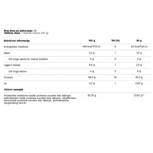 Deklaracija nutritivne vrednosti za 5 stars Whey Isolate 2kg