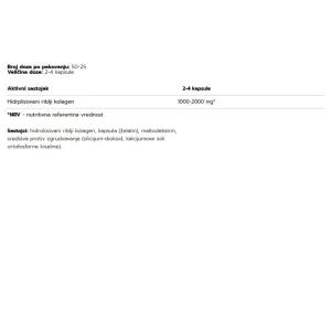 Deklaracija nutritivne vrednosti za Nutriversum Fish Kolagen