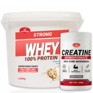 Olympic Strong 100% Whey protein Cookies & Cream 4kg + Olympic Creatine Monohydrate 500g – PAKET UŠTEDE