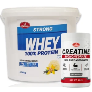 Olympic Strong 100% Whey protein Vanila 4kg + Olympic Creatine Monohydrate 500g – PAKET UŠTEDE