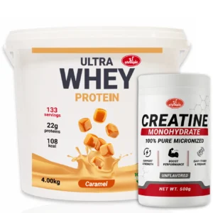 Olympic Strong 100% Whey protein Karamela 4kg + Olympic Creatine Monohydrate 500g – PAKET UŠTEDE