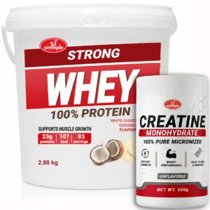 Olympic Strong Whey Bela Čokolada i Kokos 2,8kg + Olympic Creatine Monohydrate 500g – PAKET UŠTEDE