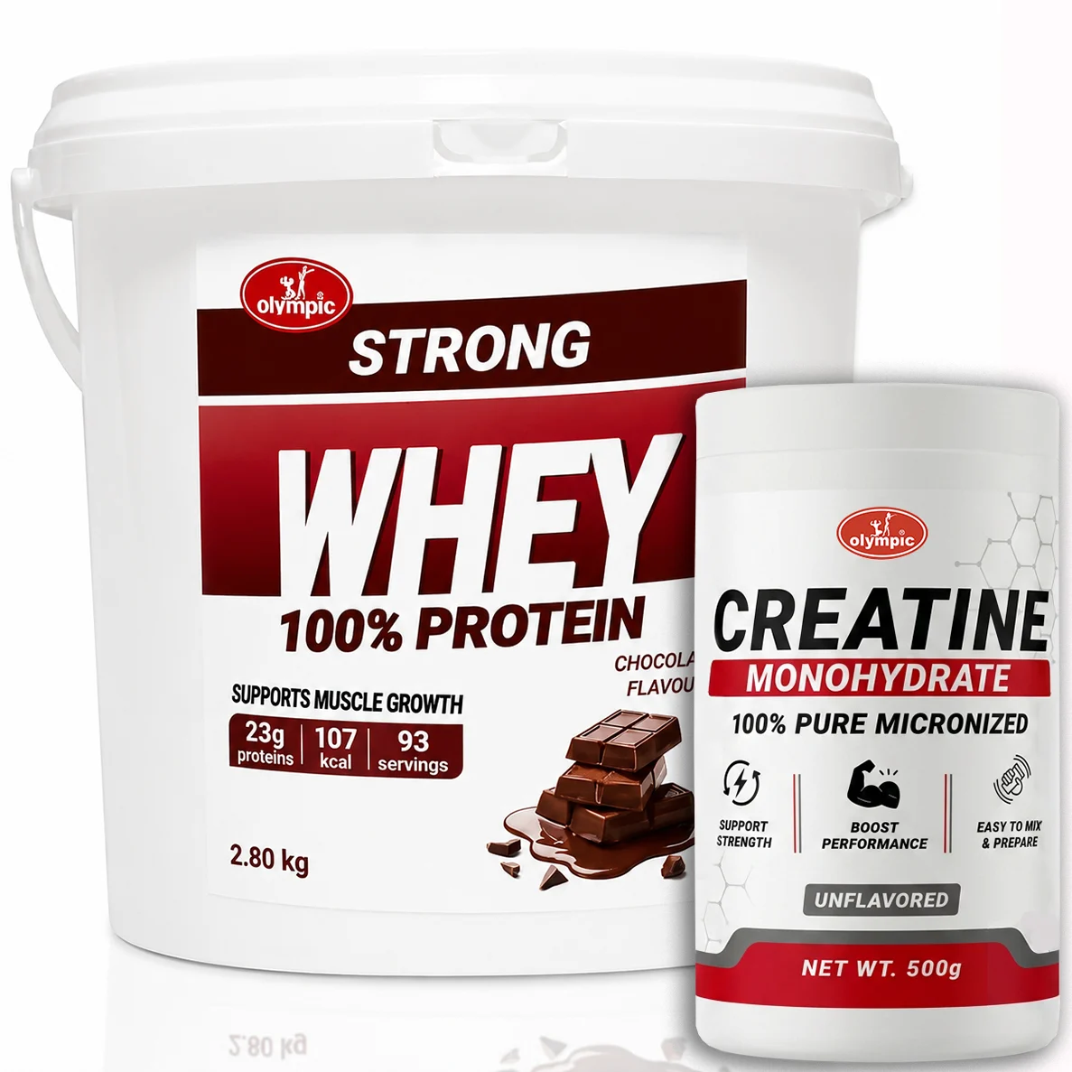 Olympic Strong Whey Čokolada 2,8kg + Olympic Creatine Monohydrate 500g – PAKET UŠTEDE
